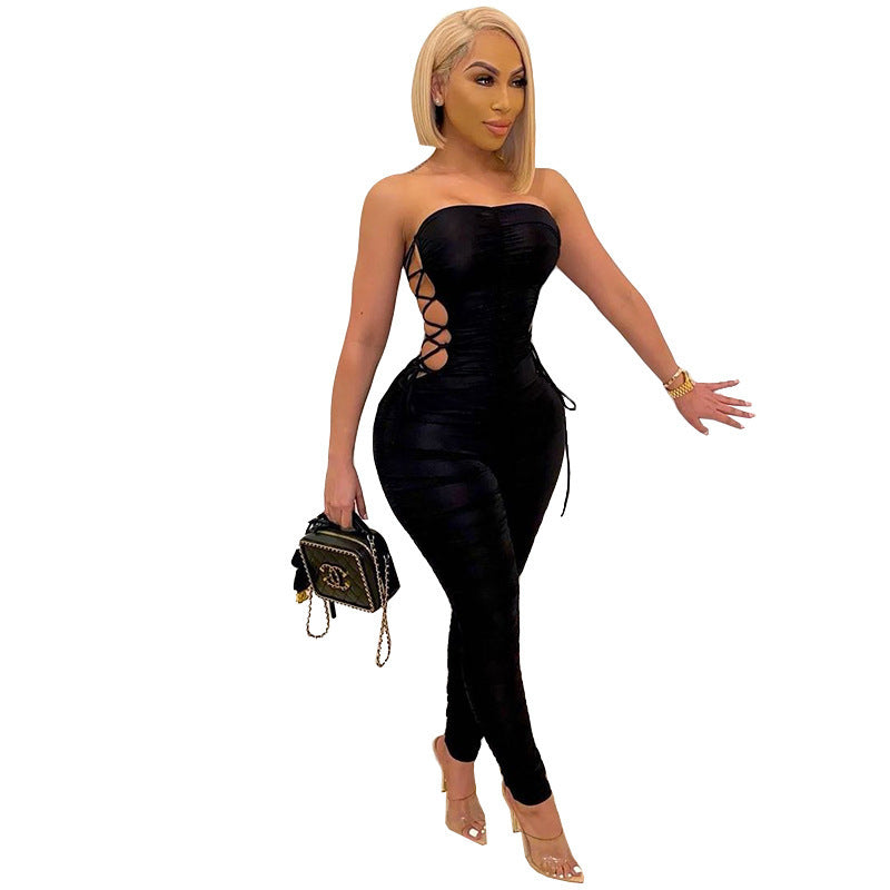 Women Autumn Summer Strapless Hollow Out Jumpsuit – Sexy & Elegant